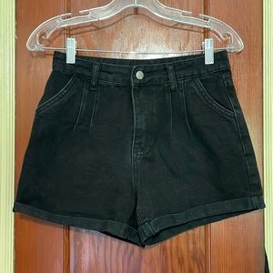 Black denim short